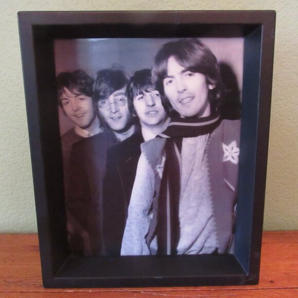 Rare Vintage Lenticular BEATLES Picture 3-D Framed Black & White Photo Print - Picture 1 of 16